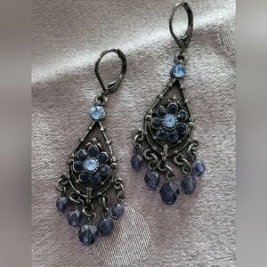 Vintage-Inspired Silver and Blue Dangle Earrings